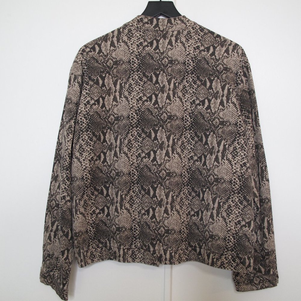 Lovefire Brown Python Print Denim Bomber Jacket - image 3
